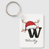 Custom Christmas Alphabet Monogram Mom Keychain (Voorkant)