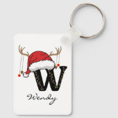 Custom Christmas Alphabet Monogram Mom Keychain (Achterkant)