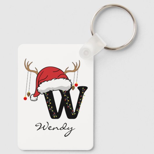 Custom Christmas Alphabet Monogram Mom Keychain (Achterkant)