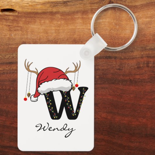 Custom Christmas Alphabet Monogram Mom Keychain (Achterkant)