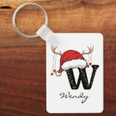 Custom Christmas Alphabet Monogram Mom Keychain (Voorkant)