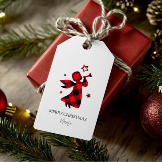 Custom Christmas Angel – Rode Buffel Plaid Cadeaulabel
