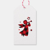 Custom Christmas Angel – Rode Buffel Plaid Cadeaulabel (Achterkant)
