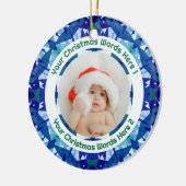 Custom Christmas Blue Green Family Photo Gift Keramisch Ornament (Links)