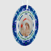 Custom Christmas Blue Green Family Photo Gift Ornament (voorkant)