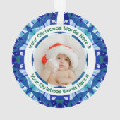 Custom Christmas Blue Green Family Photo Gift Ornament (achterkant)