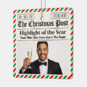 Custom Christmas Celebrate Achievement Newspaper  Keramisch Ornament (Links)