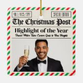 Custom Christmas Celebrate Achievement Newspaper  Keramisch Ornament (Achterkant)
