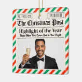 Custom Christmas Celebrate Achievement Newspaper  Keramisch Ornament (Links)