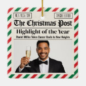 Custom Christmas Celebrate Achievement Newspaper  Keramisch Ornament (Achterkant)