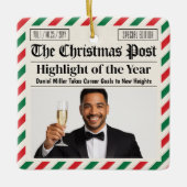 Custom Christmas Celebrate Achievement Newspaper  Keramisch Ornament (Voorkant)