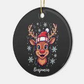 Custom Christmas Cheer Cute Reindeer in Hat  Keramisch Ornament (Links)