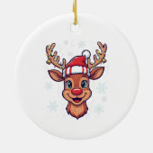Custom Christmas Cheer Cute Reindeer in Hat  Keramisch Ornament (Achterkant)
