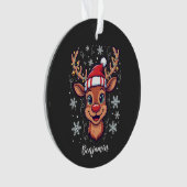 Custom Christmas Cheer Cute Reindeer in Hat Ornament (voorkant)