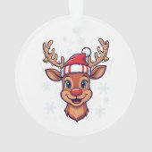 Custom Christmas Cheer Cute Reindeer in Hat Ornament (achterkant)