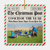 Custom Christmas Coach Gift Sports Newspaper Coach Keramisch Ornament (Achterkant)
