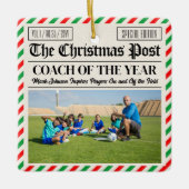 Custom Christmas Coach Gift Sports Newspaper Coach Keramisch Ornament (Voorkant)