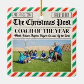 Custom Christmas Coach Gift Sports Newspaper Coach Keramisch Ornament (Achterkant)