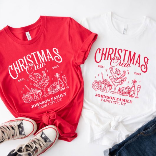 Custom Christmas Crew Matching Family Group T-shirt