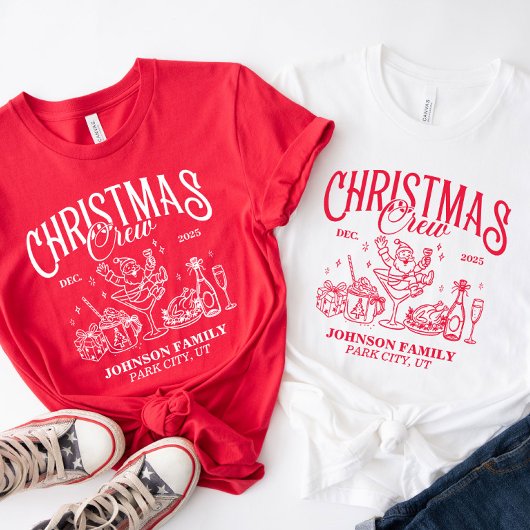 Custom Christmas Crew Matching Family Group T-shirt