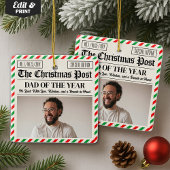 Custom Christmas Dad Gift, Fun Dad Newspaper  Keramisch Ornament