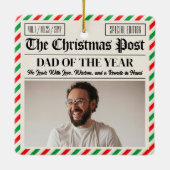 Custom Christmas Dad Gift, Fun Dad Newspaper Keramisch Ornament (Achterkant)