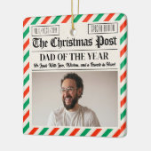 Custom Christmas Dad Gift, Fun Dad Newspaper  Keramisch Ornament (Links)