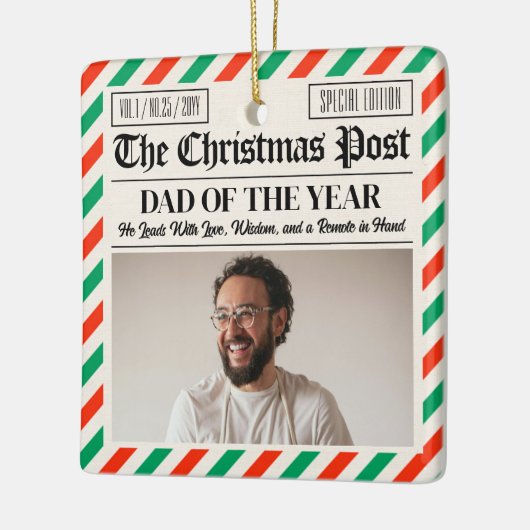 Custom Christmas Dad Gift, Fun Dad Newspaper  Keramisch Ornament (Links)