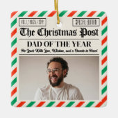 Custom Christmas Dad Gift, Fun Dad Newspaper  Keramisch Ornament (Voorkant)
