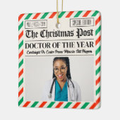 Custom Christmas Doctor Gift, Fun Newspaper Doctor Keramisch Ornament (Links)