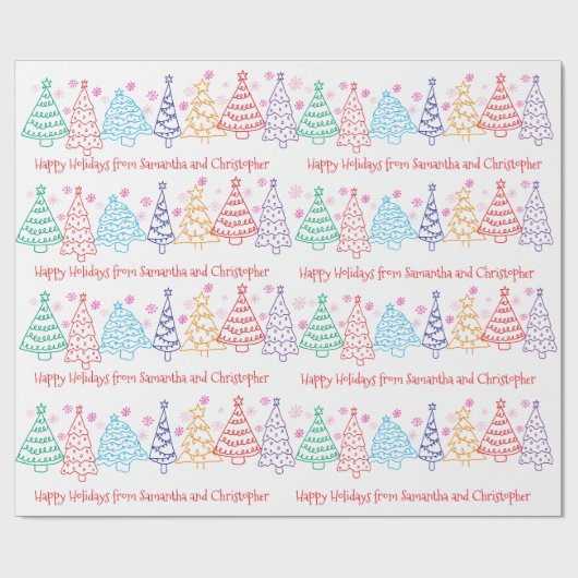 Custom Christmas Doodle Modern Minimal Fun Festive Cadeaupapier (Vlak)