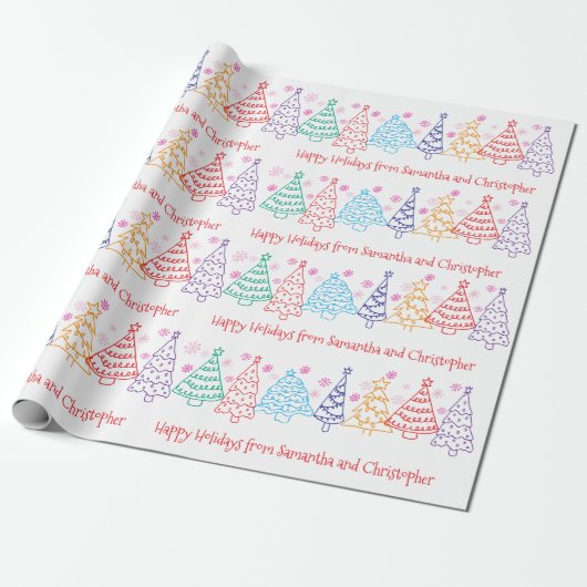 Custom Christmas Doodle Modern Minimal Fun Festive Cadeaupapier (Uitgerold)