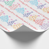 Custom Christmas Doodle Modern Minimal Fun Festive Cadeaupapier (Hoek)