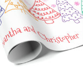 Custom Christmas Doodle Modern Minimal Fun Festive Cadeaupapier (Rol Hoek)