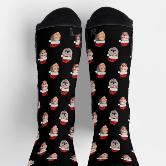Custom Christmas Face Socks, Santa Hat 4 Faces Sokken (Top)