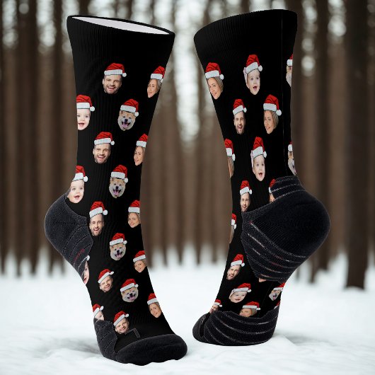 Custom Christmas Face Socks, Santa Hat 4 Faces Sokken