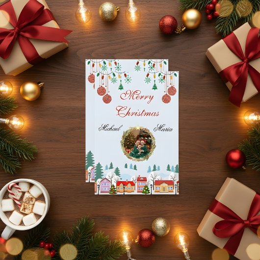 Custom Christmas Family Photo Card – Editable RSVP Kaartje