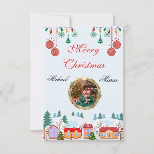Custom Christmas Family Photo Card – Editable RSVP Kaartje (Voorkant)