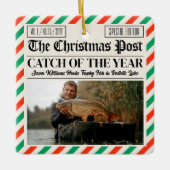 Custom Christmas Fishing Gift, Newspaper Fisherman Keramisch Ornament (Voorkant)