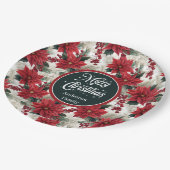 Custom Christmas Flowers Red Green Paper Plates  Papieren Bordje (Gekanteld)