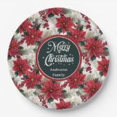 Custom Christmas Flowers Red Green Paper Plates  Papieren Bordje (Voorkant)
