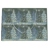 Custom Christmas Gift Bag Winter Forest Scene Groot Cadeauzakje (Voorkant)