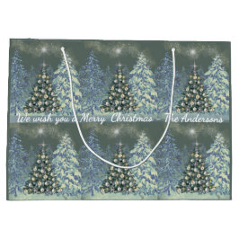 Custom Christmas Gift Bag Winter Forest Scene Groot Cadeauzakje