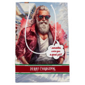 Custom Christmas Gift Bags Funny Santa Organizer Medium Cadeauzakje (Voorkant)