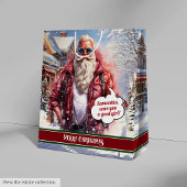 Custom Christmas Gift Bags Handsome Santa Accent Medium Cadeauzakje
