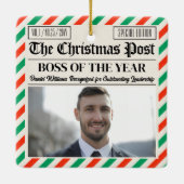 Custom Christmas Gift for Boss Christmas Newspaper Keramisch Ornament (Achterkant)
