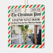 Custom Christmas Gift for Neighbour Fun Newspaper Keramisch Ornament (Links)