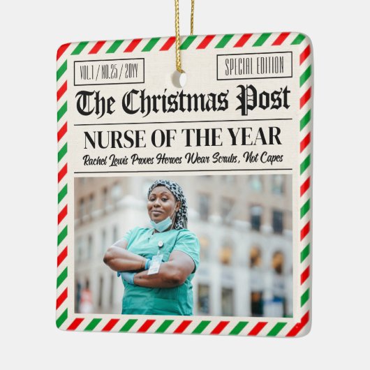Custom Christmas Gift for Nurse, Nurse Newspaper Keramisch Ornament (Links)