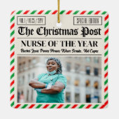 Custom Christmas Gift for Nurse, Nurse Newspaper Keramisch Ornament (Achterkant)