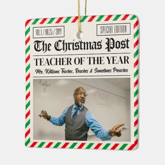 Custom Christmas Gift for Teacher Newspaper  Keramisch Ornament (Links)